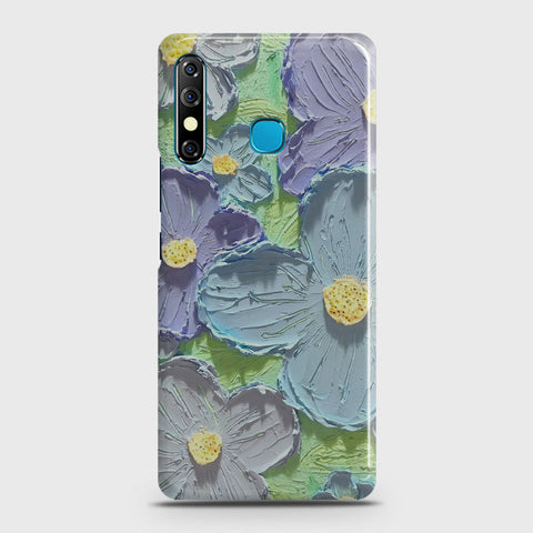 Tecno Spark 4 Cover - Floral Series - Design 1 - Purple & Aqua - Matte Finish - Snap On Hard Case with LifeTime Colors Guarantee