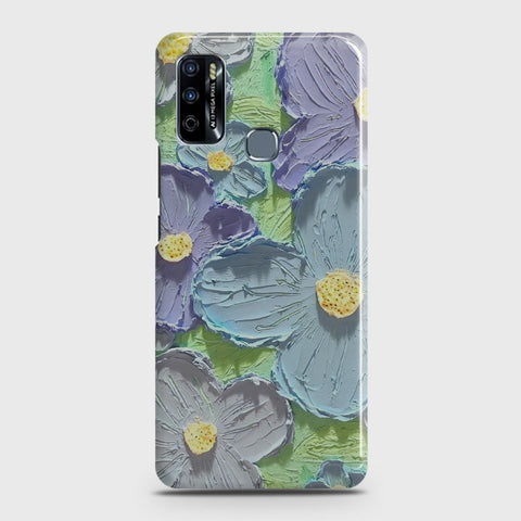 Infinix Hot 9 Play Cover - Floral Series - Design 1 - Purple & Aqua - Matte Finish - Snap On Hard Case with LifeTime Colors Guarantee