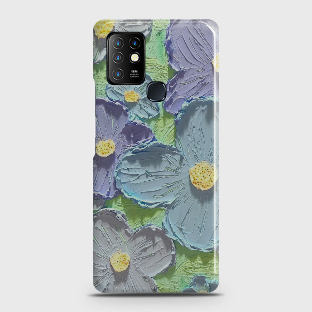 Infinix Hot 10 Cover - Floral Series - Design 1 - Purple & Aqua - Matte Finish - Snap On Hard Case with LifeTime Colors Guarantee