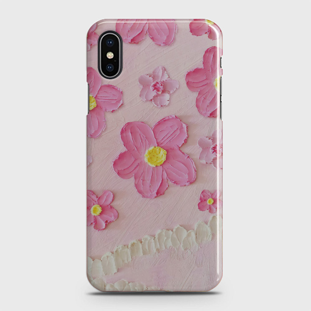 iPhone XS Cover - Floral Series - Design 2 - Pink - Matte Finish - Snap On Hard Case with LifeTime Colors Guarantee