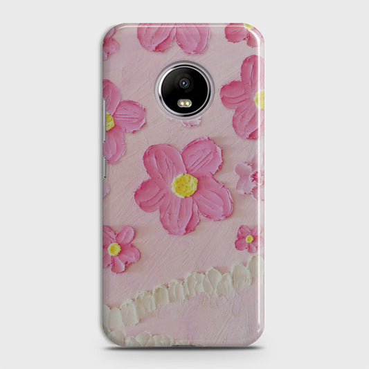 Motorola E4 Cover - Floral Series - Design 2 - Pink - Matte Finish - Snap On Hard Case with LifeTime Colors Guarantee