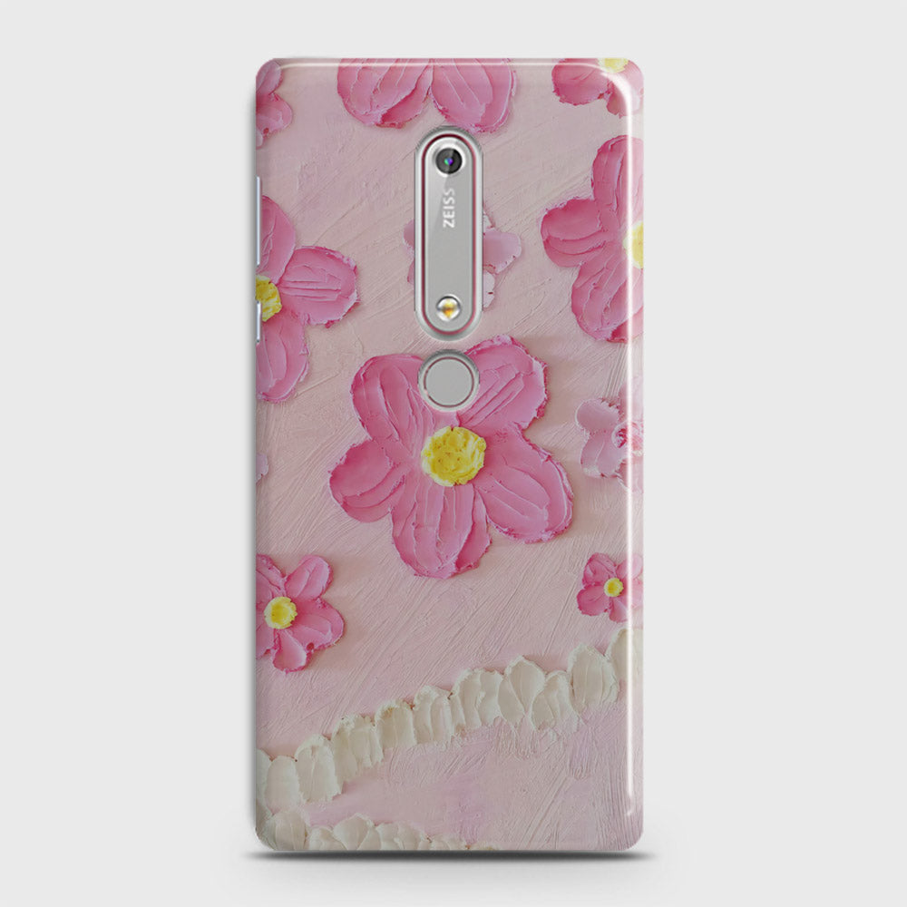 Nokia 6.1 Cover - Floral Series - Design 2 - Pink - Matte Finish - Snap On Hard Case with LifeTime Colors Guarantee