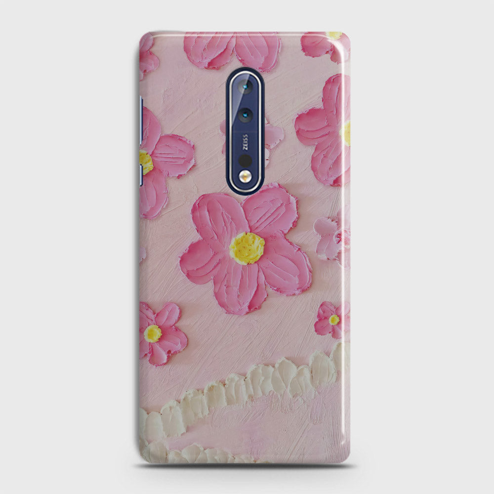 Nokia 8 Cover - Floral Series - Design 2 - Pink - Matte Finish - Snap On Hard Case with LifeTime Colors Guarantee