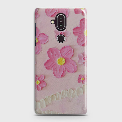 Nokia 8.1 Cover - Floral Series - Design 2 - Pink - Matte Finish - Snap On Hard Case with LifeTime Colors Guarantee