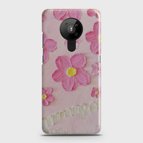 Nokia 5.3  Cover - Floral Series - Design 2 - Pink - Matte Finish - Snap On Hard Case with LifeTime Colors Guarantee