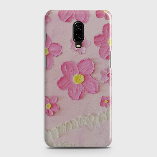 OnePlus 6T  Cover - Floral Series - Design 2 - Pink - Matte Finish - Snap On Hard Case with LifeTime Colors Guarantee