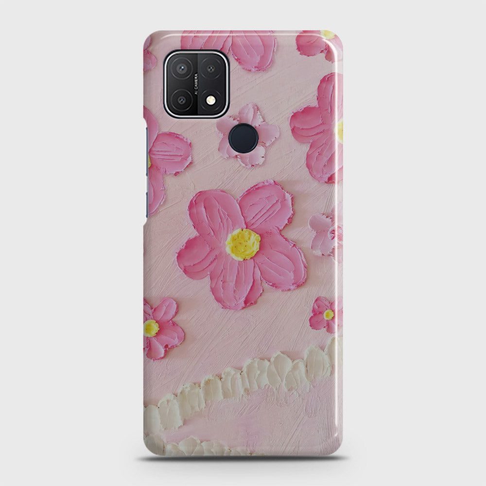 Oppo A15 Cover - Floral Series - Design 2 - Pink - Matte Finish - Snap On Hard Case with LifeTime Colors Guarantee