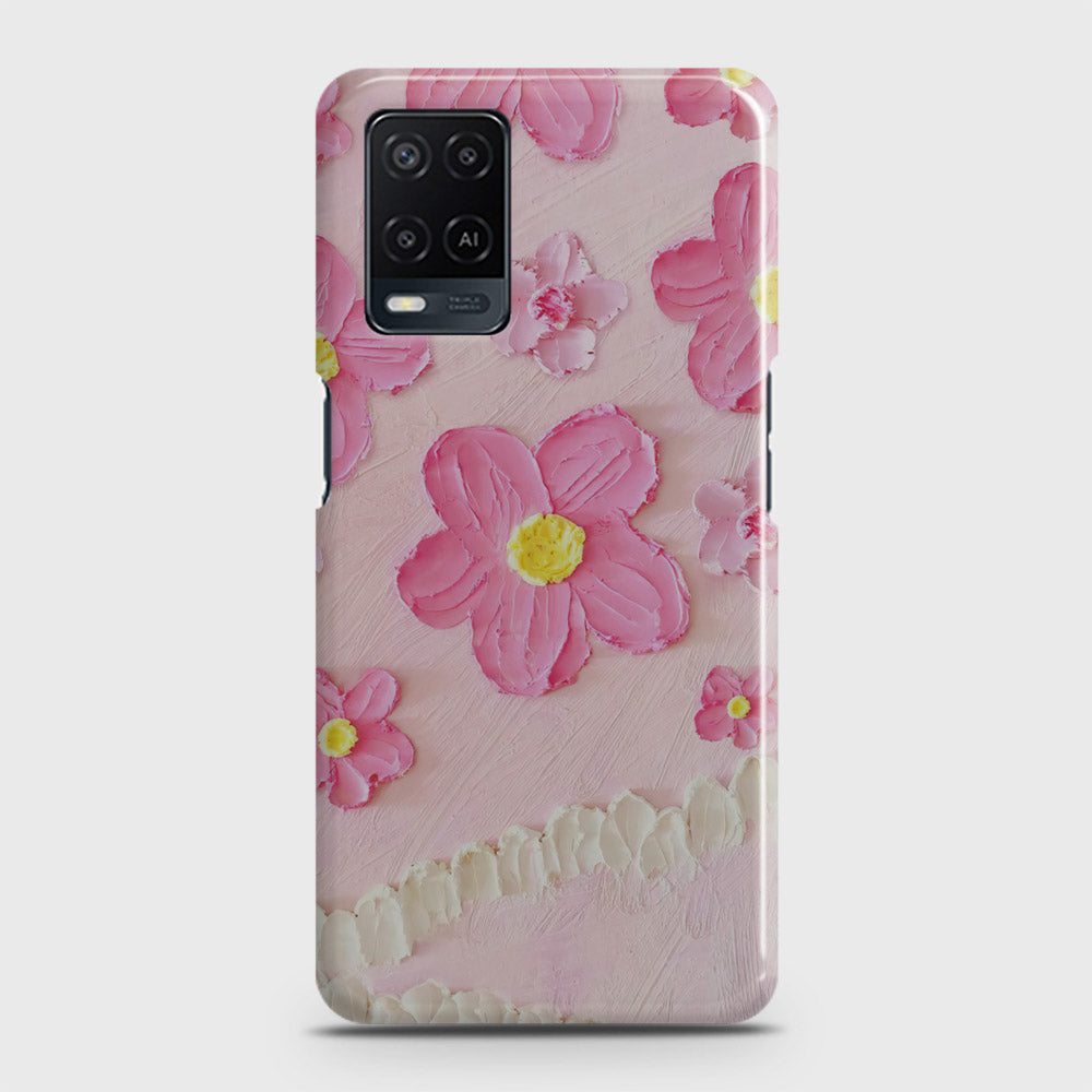 Oppo A54  Cover - Floral Series - Design 2 - Pink - Matte Finish - Snap On Hard Case with LifeTime Colors Guarantee