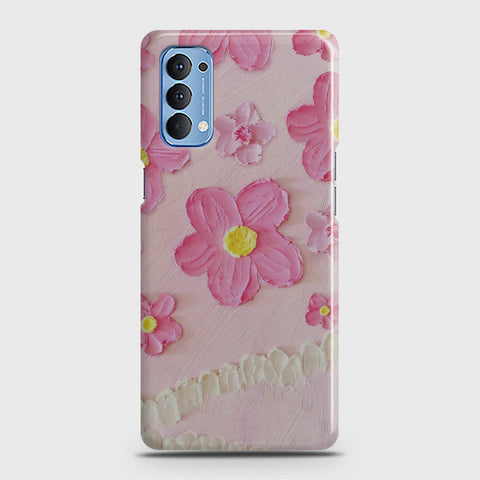 Oppo Reno 4 4G Cover - Floral Series - Design 2 - Pink - Matte Finish - Snap On Hard Case with LifeTime Colors Guarantee