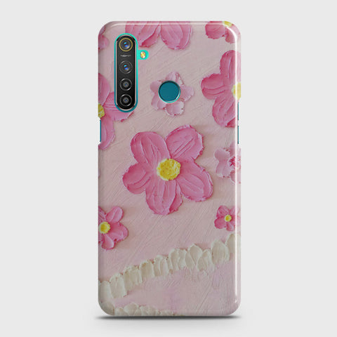 Realme 5 Cover - Floral Series - Design 2 - Pink - Matte Finish - Snap On Hard Case with LifeTime Colors Guarantee