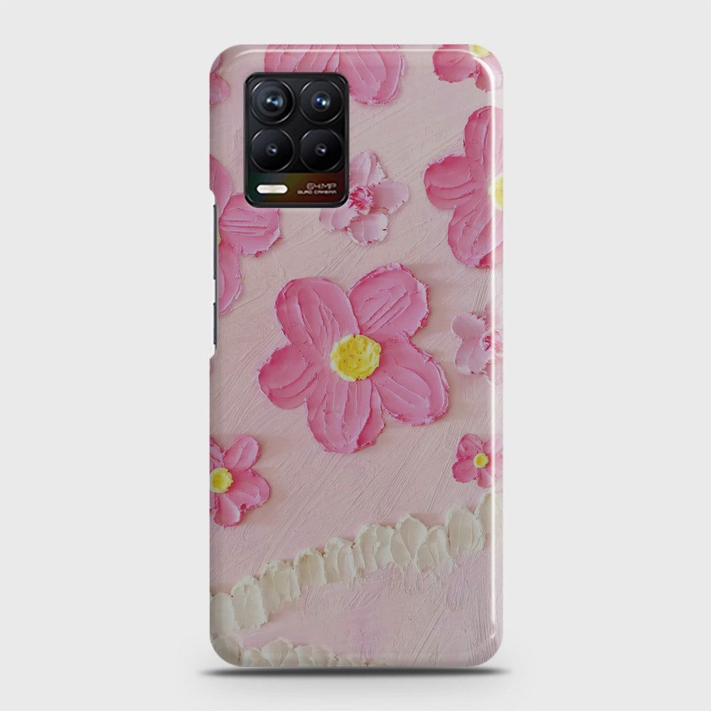 Realme 8 Cover - Floral Series - Design 2 - Pink - Matte Finish - Snap On Hard Case with LifeTime Colors Guarantee