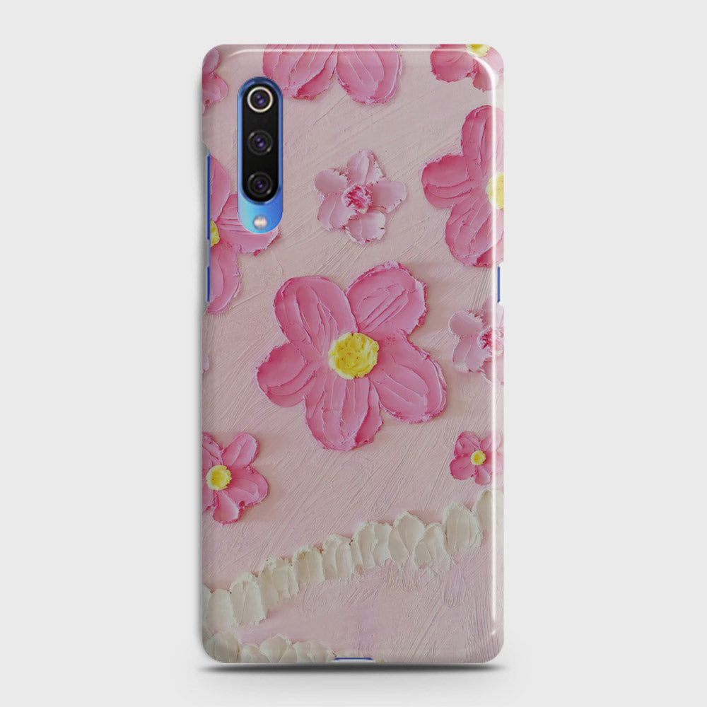 Xiaomi Mi 9 Cover - Floral Series - Design 2 - Pink - Matte Finish - Snap On Hard Case with LifeTime Colors Guarantee