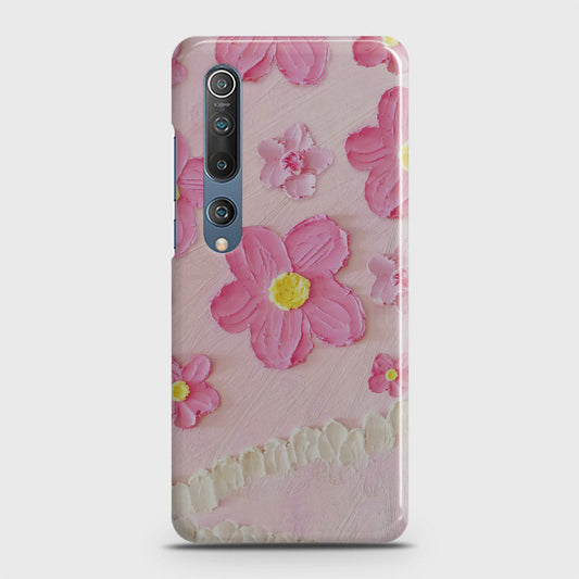 Xiaomi Mi 10 Cover - Floral Series - Design 2 - Pink - Matte Finish - Snap On Hard Case with LifeTime Colors Guarantee