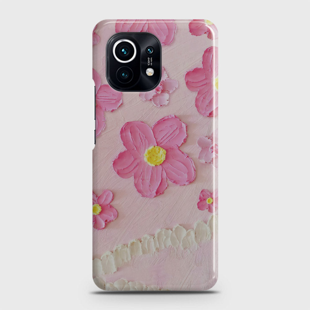 Xiaomi Mi 11 Cover - Floral Series - Design 2 - Pink - Matte Finish - Snap On Hard Case with LifeTime Colors Guarantee