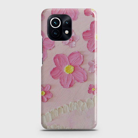 Xiaomi Mi 11 Lite Cover - Floral Series - Design 2 - Pink - Matte Finish - Snap On Hard Case with LifeTime Colors Guarantee