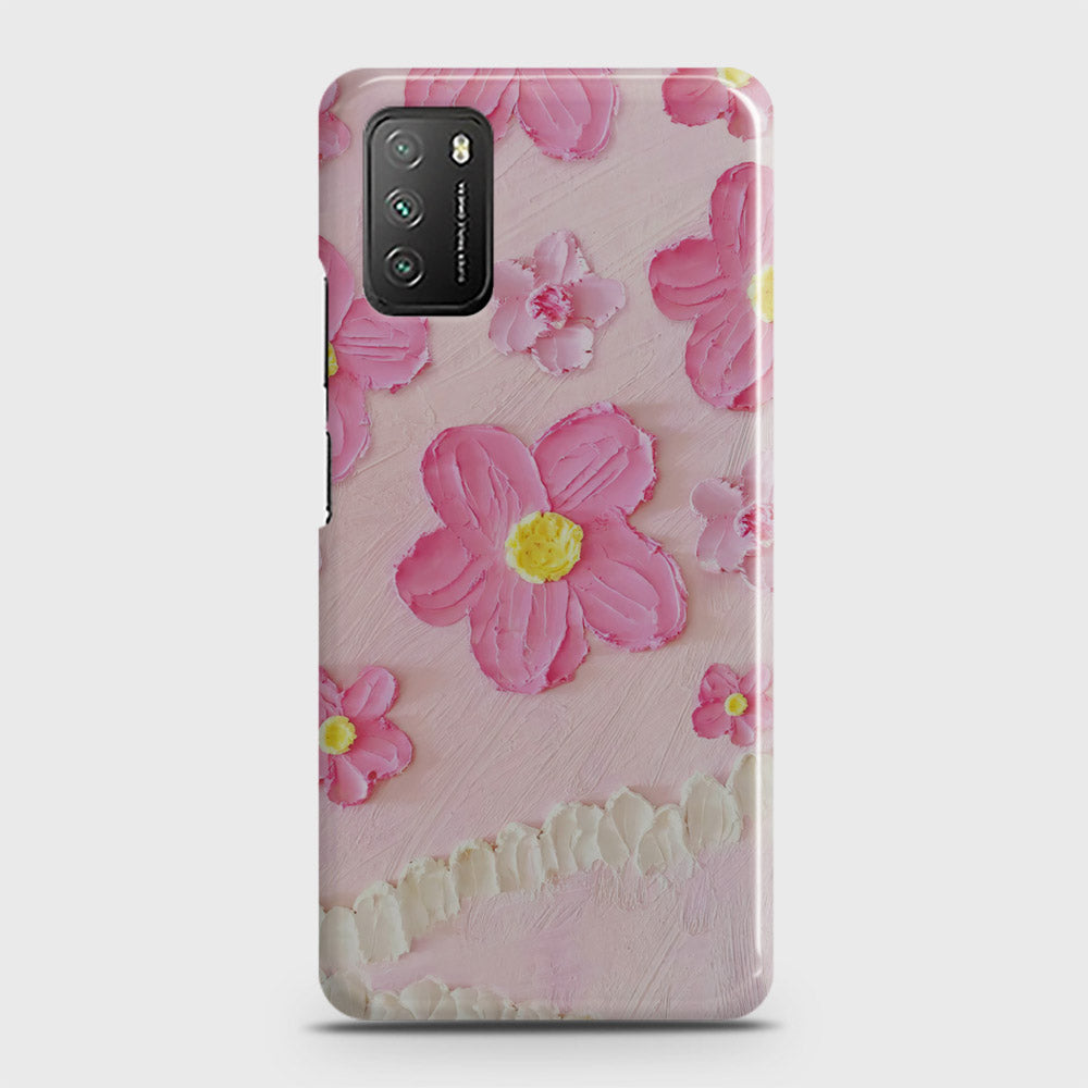 Xiaomi Poco M3 Cover - Floral Series - Design 2 - Pink - Matte Finish - Snap On Hard Case with LifeTime Colors Guarantee