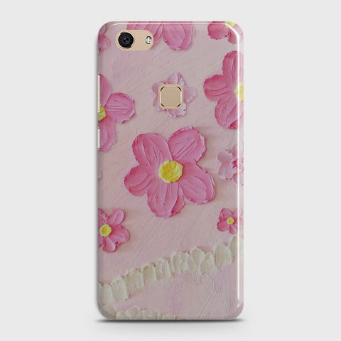 Vivo V7 Cover - Floral Series - Design 2 - Pink - Matte Finish - Snap On Hard Case with LifeTime Colors Guarantee