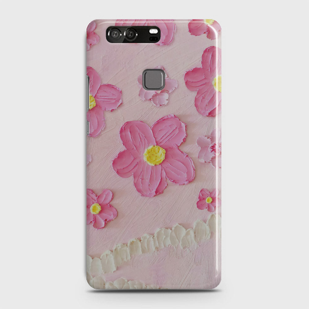 Huawei P9 Cover - Floral Series - Design 2 - Pink - Matte Finish - Snap On Hard Case with LifeTime Colors Guarantee