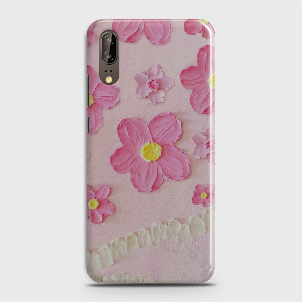 Huawei P20 Cover - Floral Series - Design 2 - Pink - Matte Finish - Snap On Hard Case with LifeTime Colors Guarantee