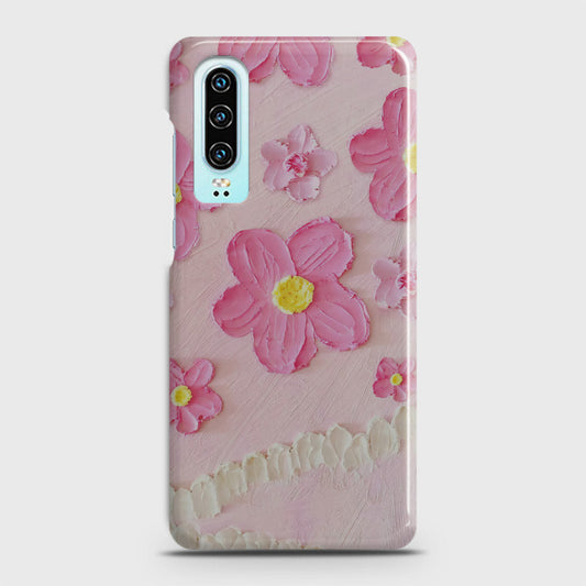 Huawei P30 Cover - Floral Series - Design 2 - Pink - Matte Finish - Snap On Hard Case with LifeTime Colors Guarantee