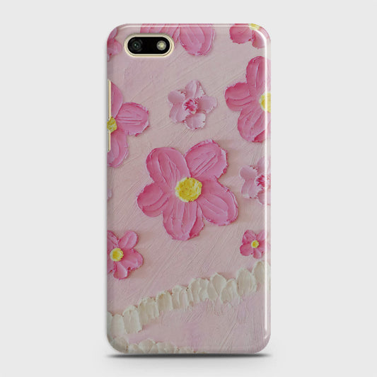 Huawei Y5 Prime 2018 Cover - Floral Series - Design 2 - Pink - Matte Finish - Snap On Hard Case with LifeTime Colors Guarantee