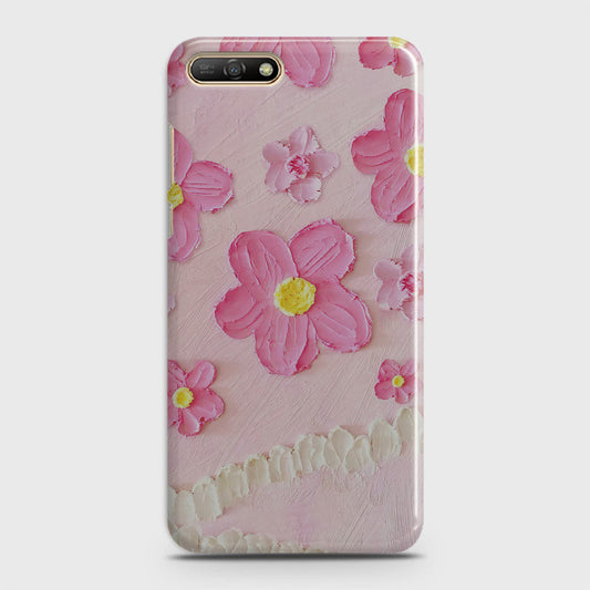 Huawei Y6 2018 Cover - Floral Series - Design 2 - Pink - Matte Finish - Snap On Hard Case with LifeTime Colors Guarantee