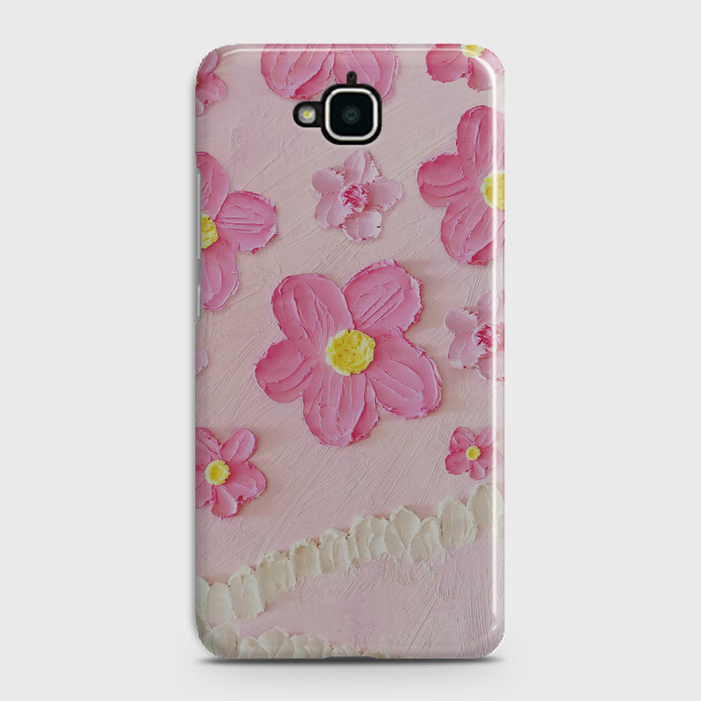 Huawei Y6 Pro 2015 Cover - Floral Series - Design 2 - Pink - Matte Finish - Snap On Hard Case with LifeTime Colors Guarantee