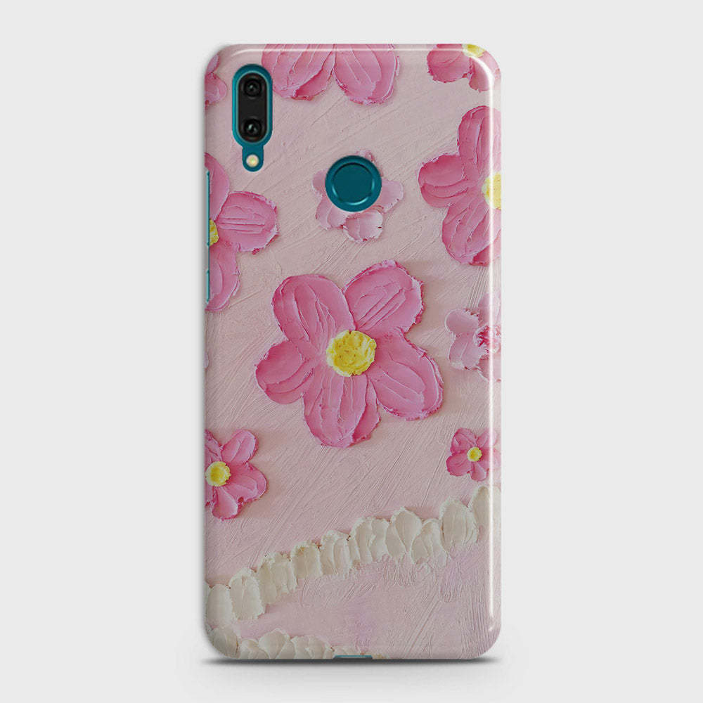 Huawei Y7 Prime 2019 Cover - Floral Series - Design 2 - Pink - Matte Finish - Snap On Hard Case with LifeTime Colors Guarantee