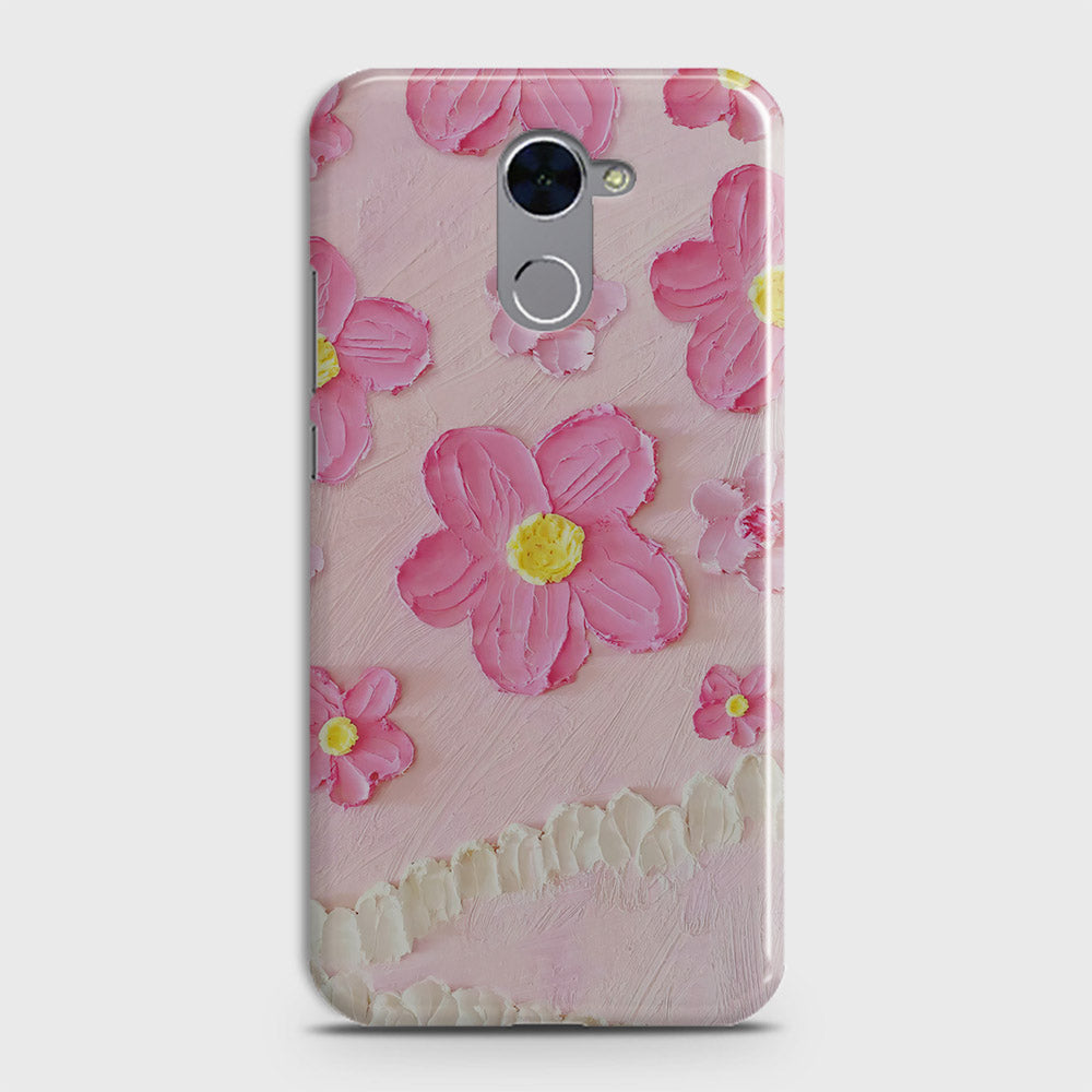 Huawei Y7 Prime  Cover - Floral Series - Design 2 - Pink - Matte Finish - Snap On Hard Case with LifeTime Colors Guarantee