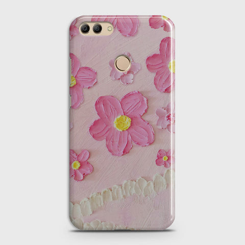 Huawei Y9 2018 Cover - Floral Series - Design 2 - Pink - Matte Finish - Snap On Hard Case with LifeTime Colors Guarantee