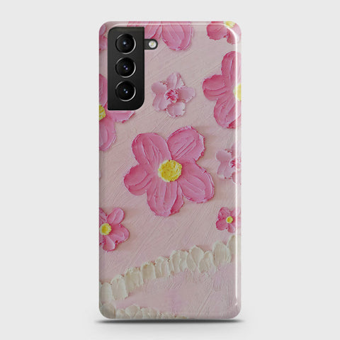 Samsung Galaxy S21 5G Cover - Floral Series - Design 2 - Pink - Matte Finish - Snap On Hard Case with LifeTime Colors Guarantee