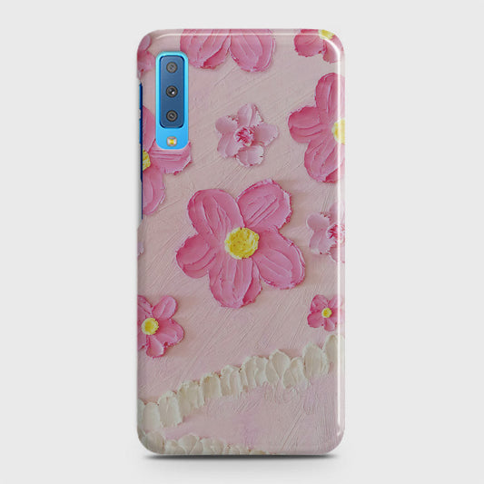 Samsung Galaxy A7 2018 Cover - Floral Series - Design 2 - Pink - Matte Finish - Snap On Hard Case with LifeTime Colors Guarantee