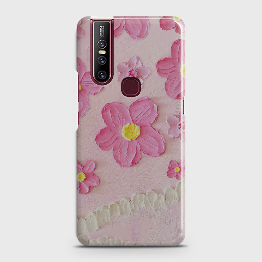 Vivo V15 Cover - Floral Series - Design 2 - Pink - Matte Finish - Snap On Hard Case with LifeTime Colors Guarantee