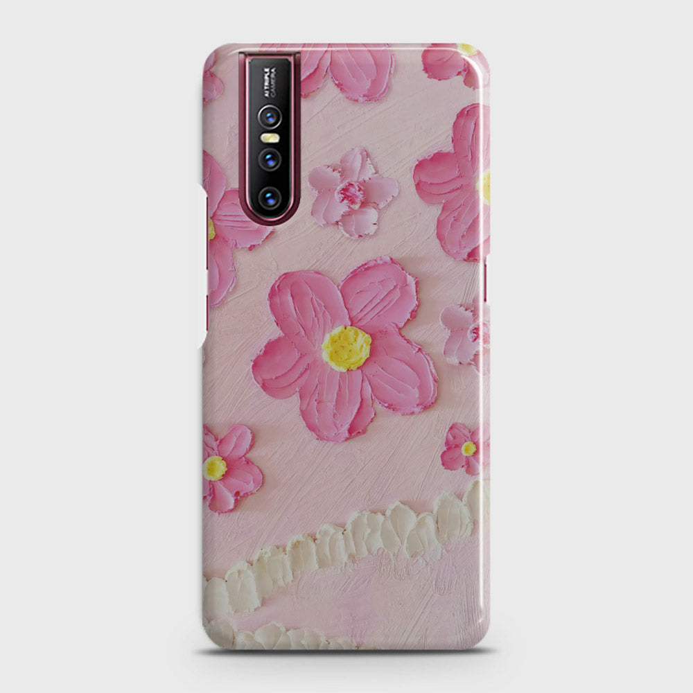 Vivo V15 Pro Cover - Floral Series - Design 2 - Pink - Matte Finish - Snap On Hard Case with LifeTime Colors Guarantee