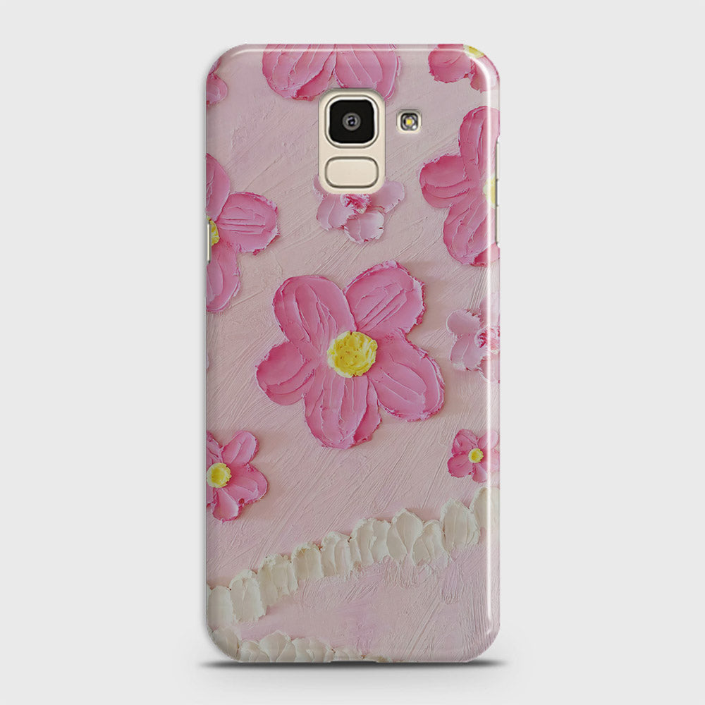 Samsung Galaxy J6 2018 Cover - Floral Series - Design 2 - Pink - Matte Finish - Snap On Hard Case with LifeTime Colors Guarantee