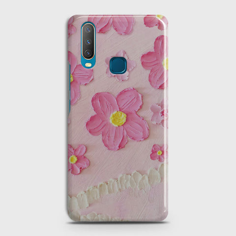 Vivo Y17 Cover - Floral Series - Design 2 - Pink - Matte Finish - Snap On Hard Case with LifeTime Colors Guarantee