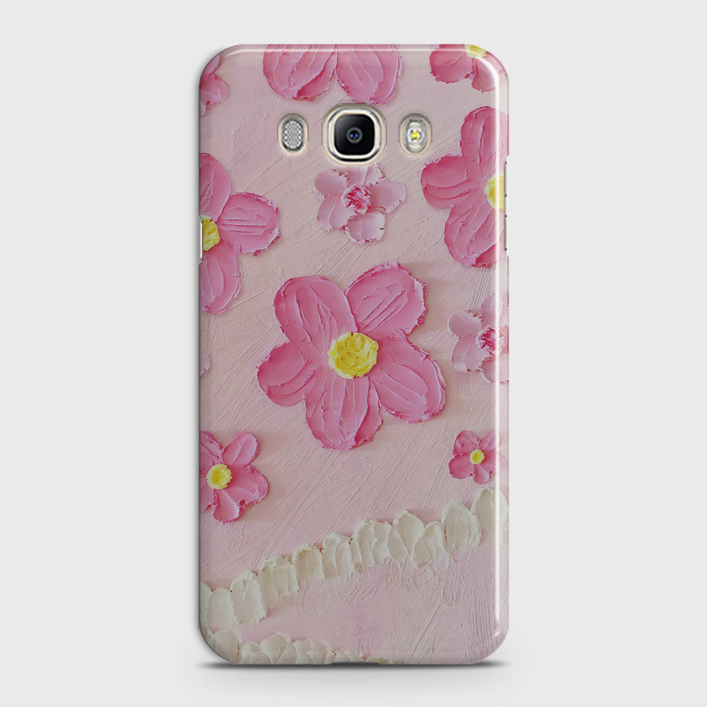 Samsung Galaxy J7 2016 / J710 Cover - Floral Series - Design 2 - Pink - Matte Finish - Snap On Hard Case with LifeTime Colors Guarantee