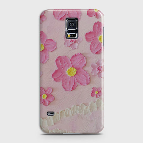 Samsung Galaxy S5 Cover - Floral Series - Design 2 - Pink - Matte Finish - Snap On Hard Case with LifeTime Colors Guarantee