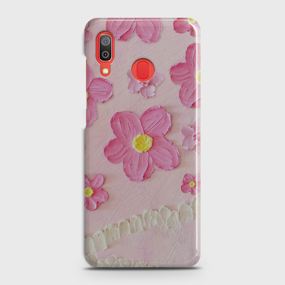 Samsung Galaxy A20 Cover - Floral Series - Design 2 - Pink - Matte Finish - Snap On Hard Case with LifeTime Colors Guarantee