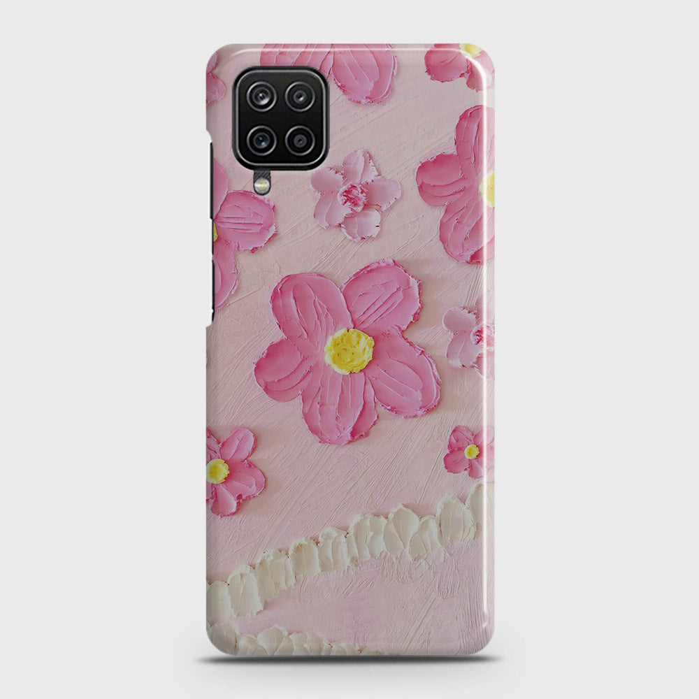 Samsung Galaxy A12 Cover - Floral Series - Design 2 - Pink - Matte Finish - Snap On Hard Case with LifeTime Colors Guarantee