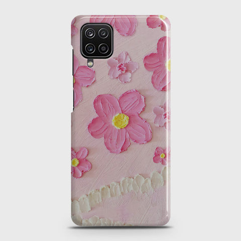 Samsung Galaxy A12 Cover - Floral Series - Design 2 - Pink - Matte Finish - Snap On Hard Case with LifeTime Colors Guarantee