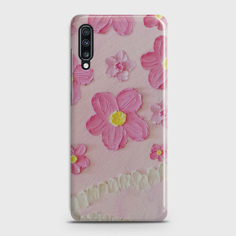 Samsung Galaxy A70 Cover - Floral Series - Design 2 - Pink - Matte Finish - Snap On Hard Case with LifeTime Colors Guarantee