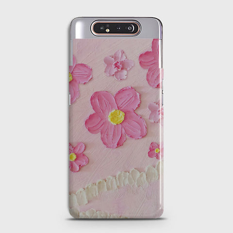 Samsung Galaxy A80 Cover - Floral Series - Design 2 - Pink - Matte Finish - Snap On Hard Case with LifeTime Colors Guarantee