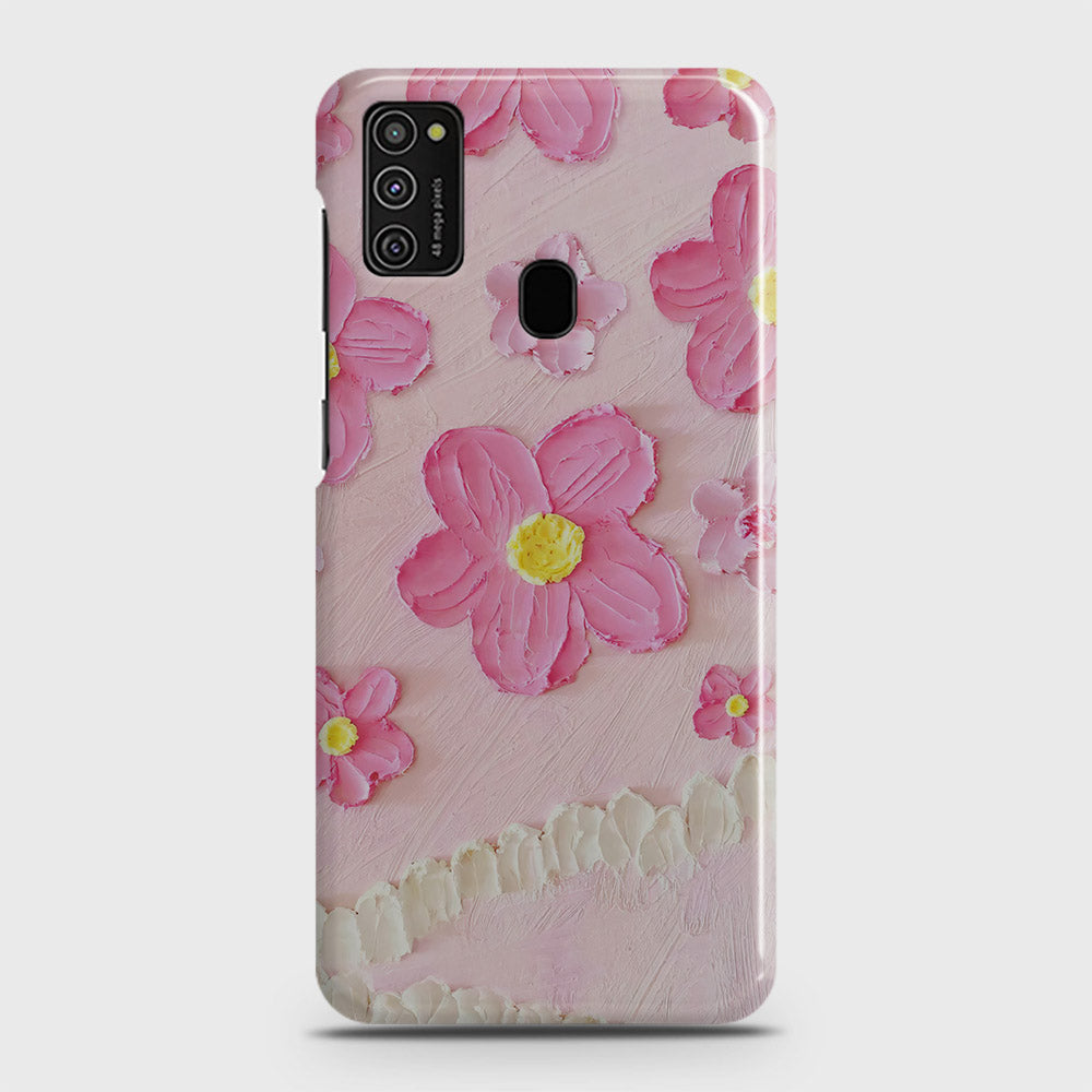 Samsung Galaxy M21 Cover - Floral Series - Design 2 - Pink - Matte Finish - Snap On Hard Case with LifeTime Colors Guarantee