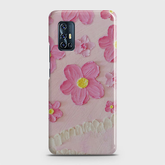 Vivo V17 Cover - Floral Series - Design 2 - Pink - Matte Finish - Snap On Hard Case with LifeTime Colors Guarantee