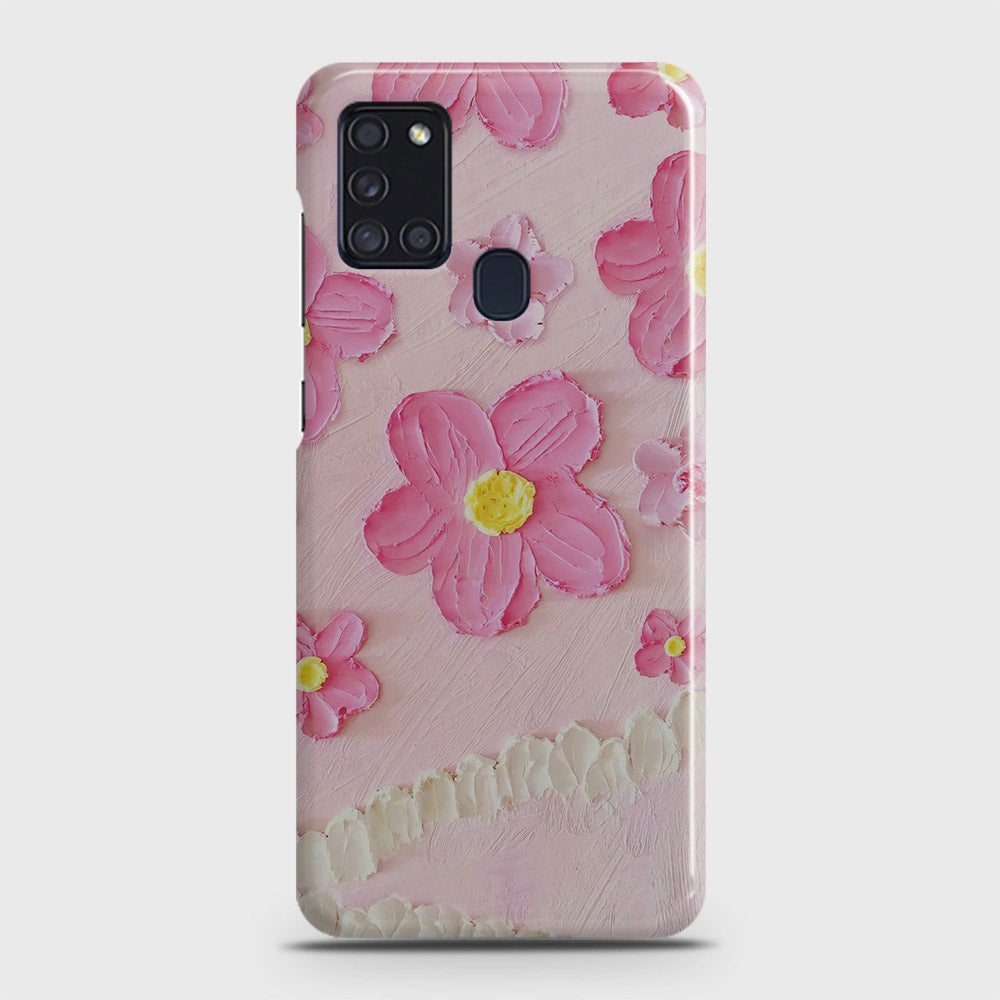 Samsung Galaxy A21s Cover - Floral Series - Design 2 - Pink - Matte Finish - Snap On Hard Case with LifeTime Colors Guarantee