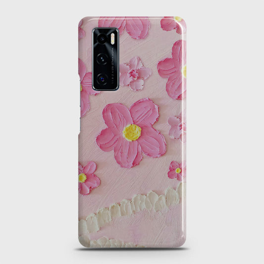 Vivo V20 SE Cover - Floral Series - Design 2 - Pink - Matte Finish - Snap On Hard Case with LifeTime Colors Guarantee