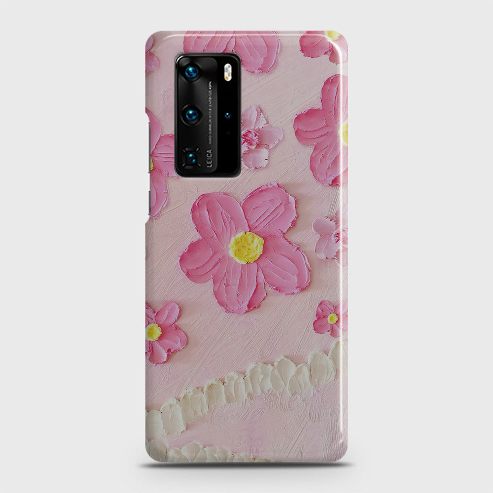 Huawei P40 Pro Cover - Floral Series - Design 2 - Pink - Matte Finish - Snap On Hard Case with LifeTime Colors Guarantee