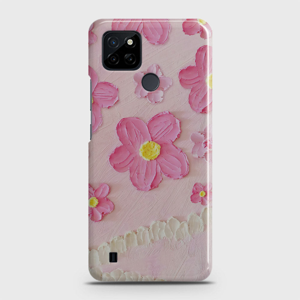 Realme C21Y Cover - Floral Series - Design 2 - Pink - Matte Finish - Snap On Hard Case with LifeTime Colors Guarantee