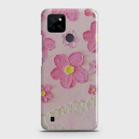 Realme C25Y Cover - Floral Series - Design 2 - Pink - Matte Finish - Snap On Hard Case with LifeTime Colors Guarantee